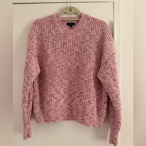 J. Crew Chunky Pink Marled Crew Neck Sweater in Cotton